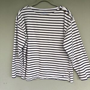 Vineyard Vines Striped Shirt Sz M Navy White Buttons Whale Logo Coastal Nautical